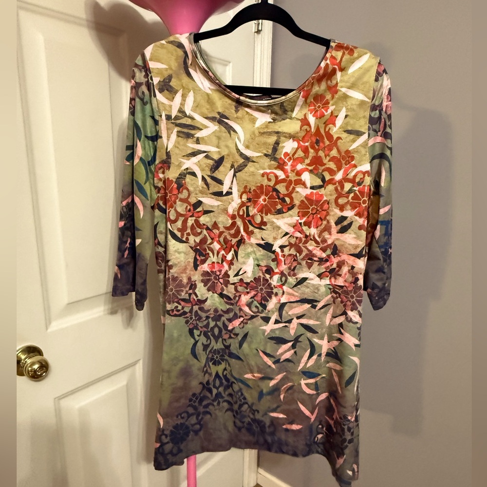 Elegant Multicolor Floral Long Sleeve Dress